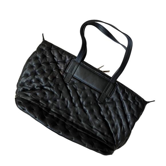 Rag & Bone Black Compass Quilted Leather Everyday Shoulder Bag Tote EUC - Picture 2 of 8